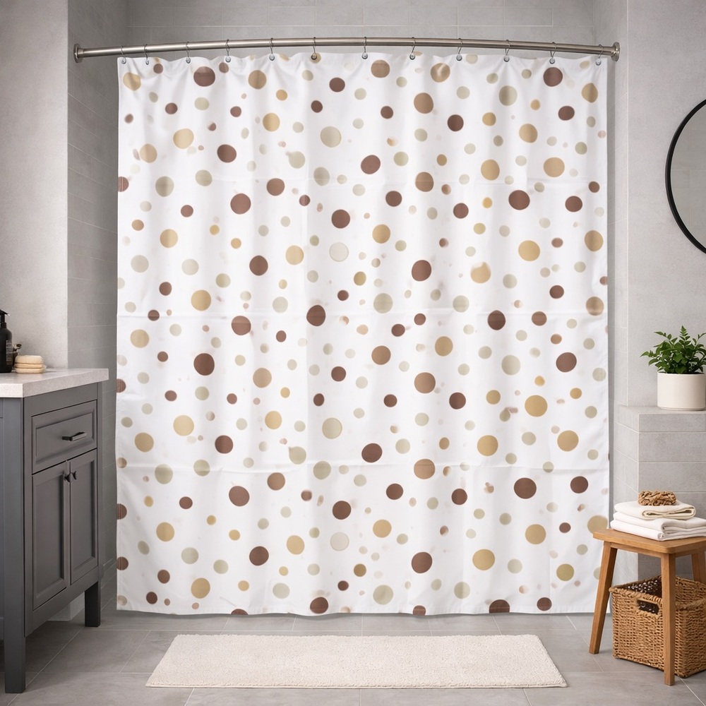 Polka Dot Beige & Brown Shower Curtain - Home Bath #0225269